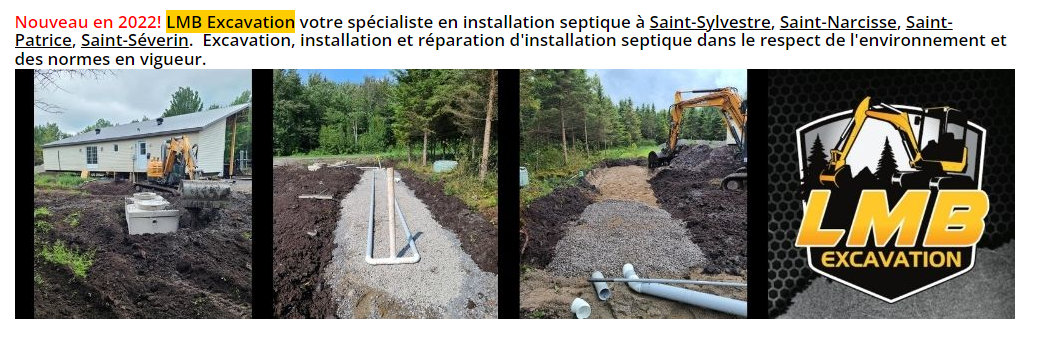 LMB Excavation expert en Fosse septique dans Lotbiniere et en Beauce