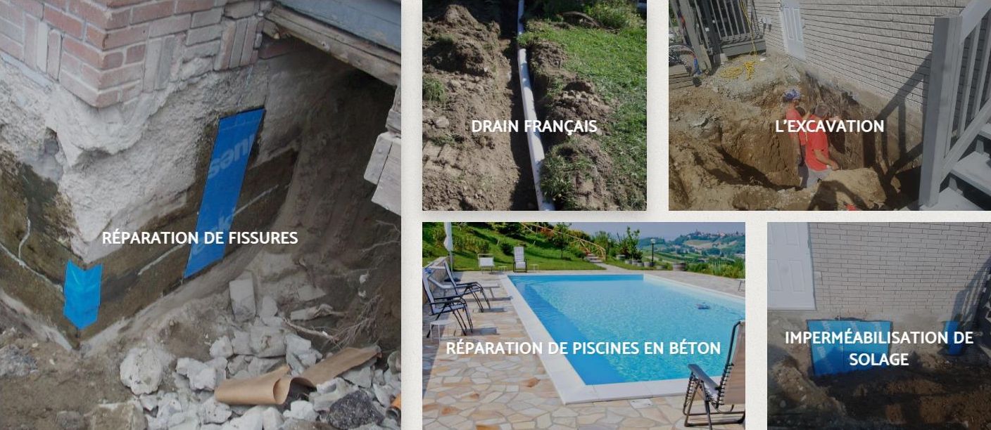 travaux drainage fondation reparation piscine, Réparation de fissures Sherbrooke Magog Sainte-Catherine-de-Hatley